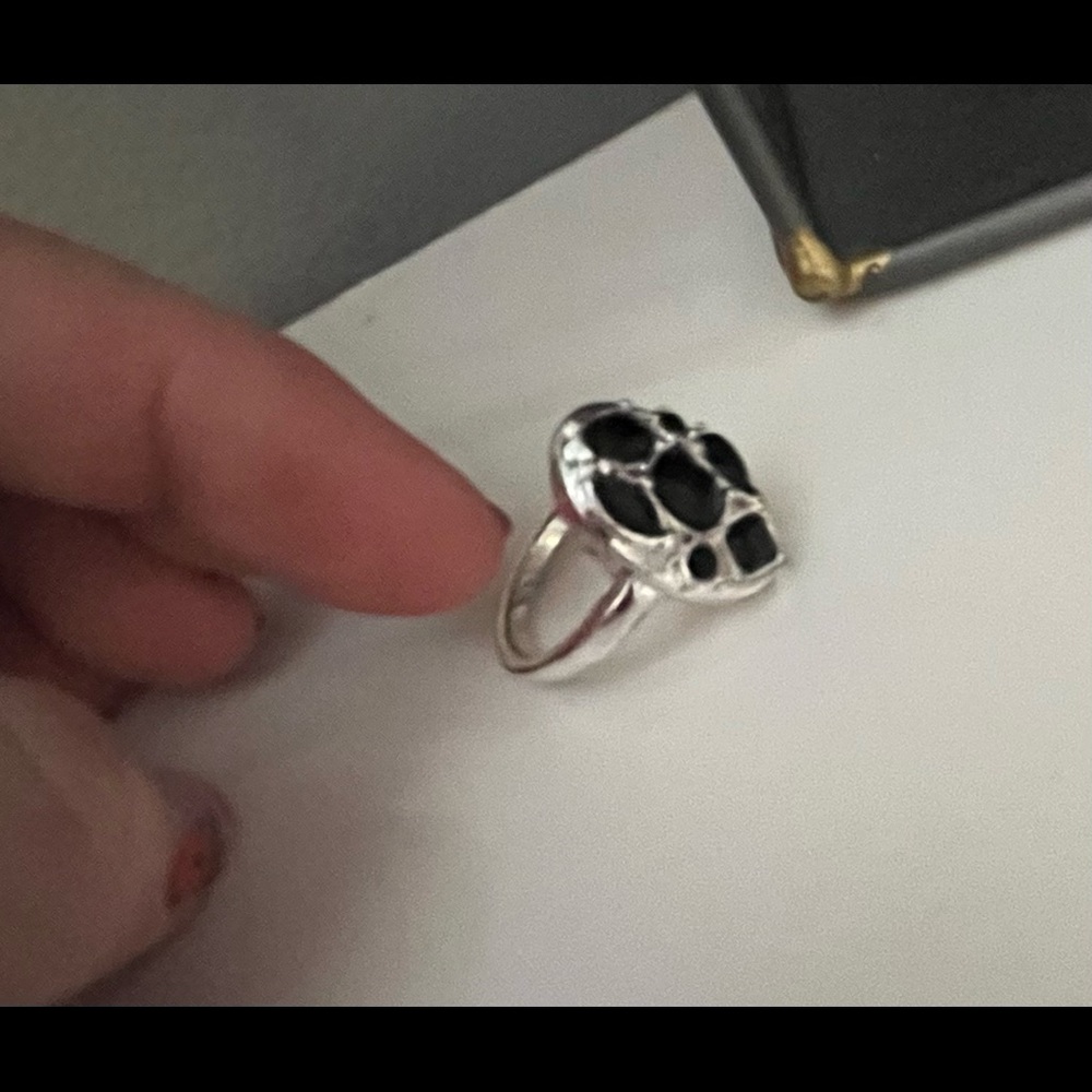 Sterling silver black and silver ring size 6